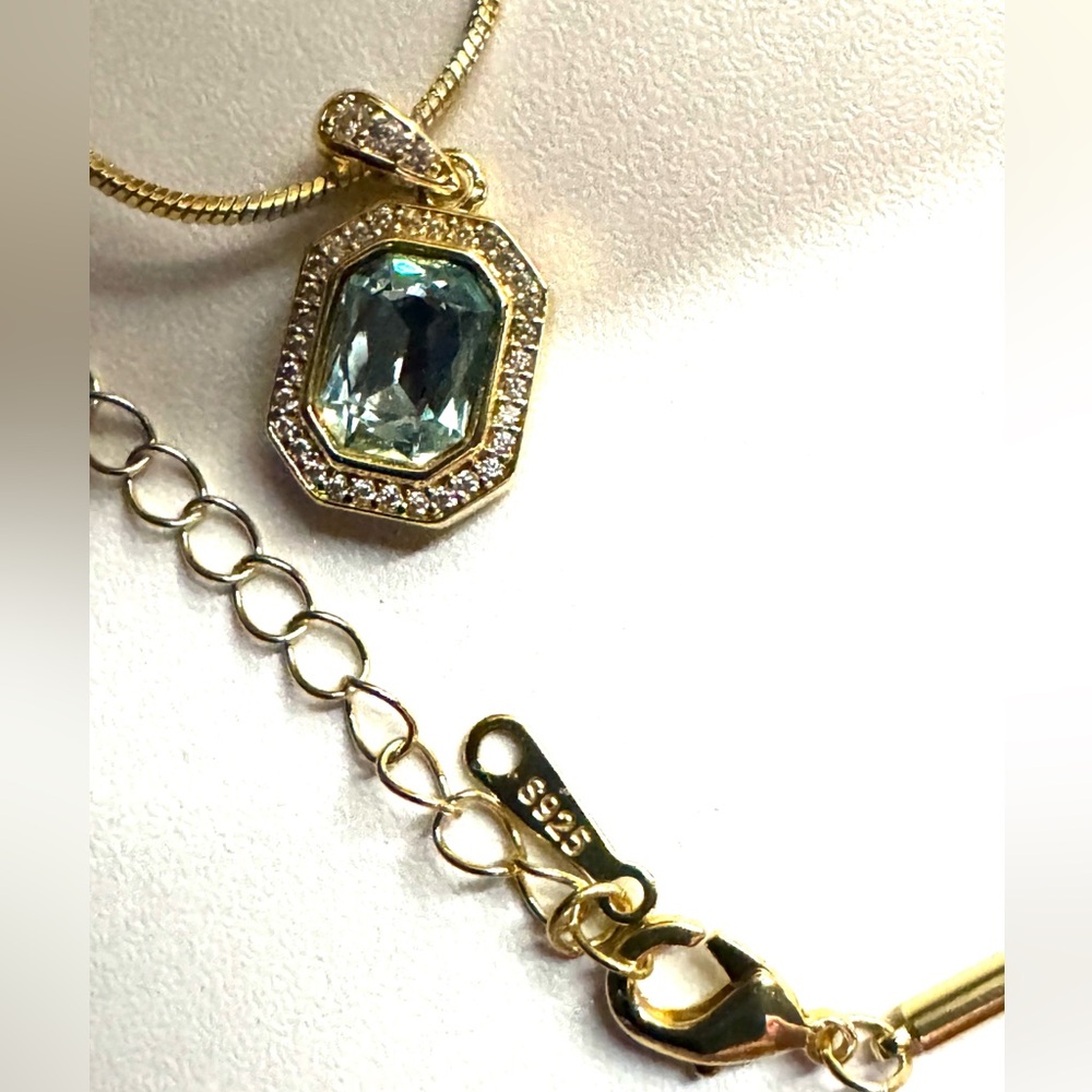 14-karat gold plating 925 sterling silver March Cubic Zirconia